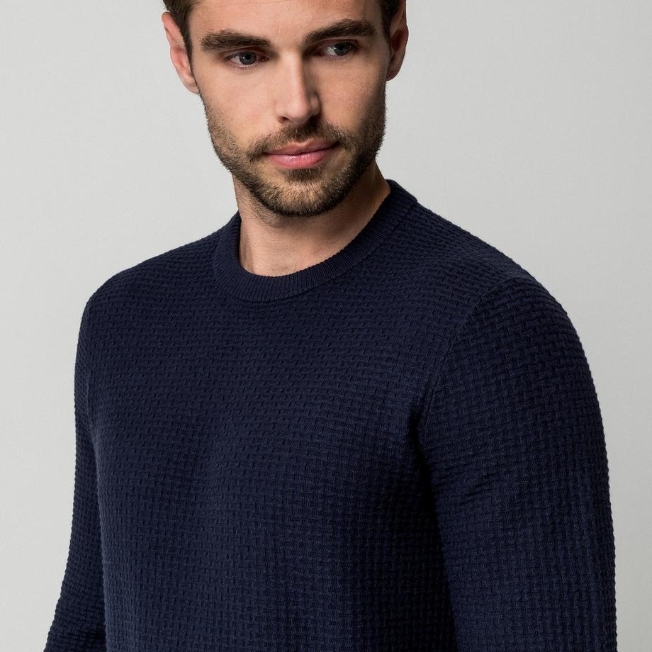 Manor Man Maglione in maglia testurizzata  