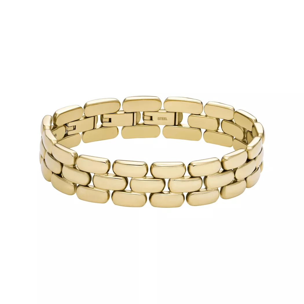 Armband FOSSIL "Schmuck Geschenk Edelstahl Armkette Arden", gold (gelbgoldfarben), Armbänder, Damen, 19cm, Edelstahl, Armband