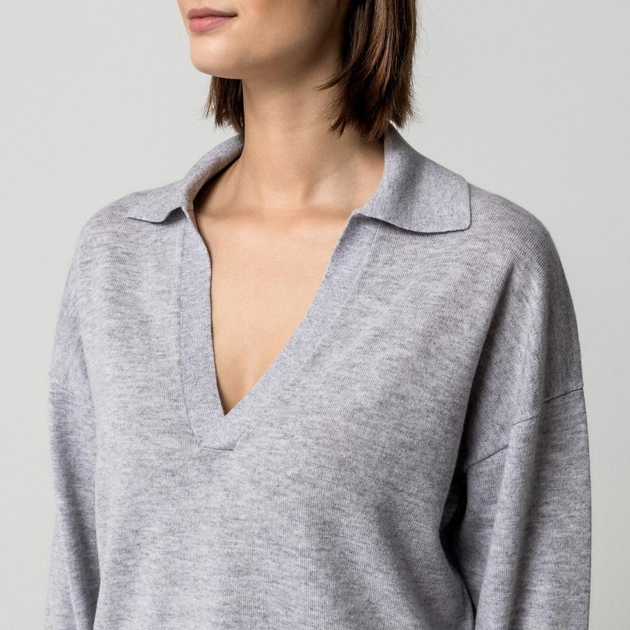 Manor Woman Pullover à col et encolure en V  