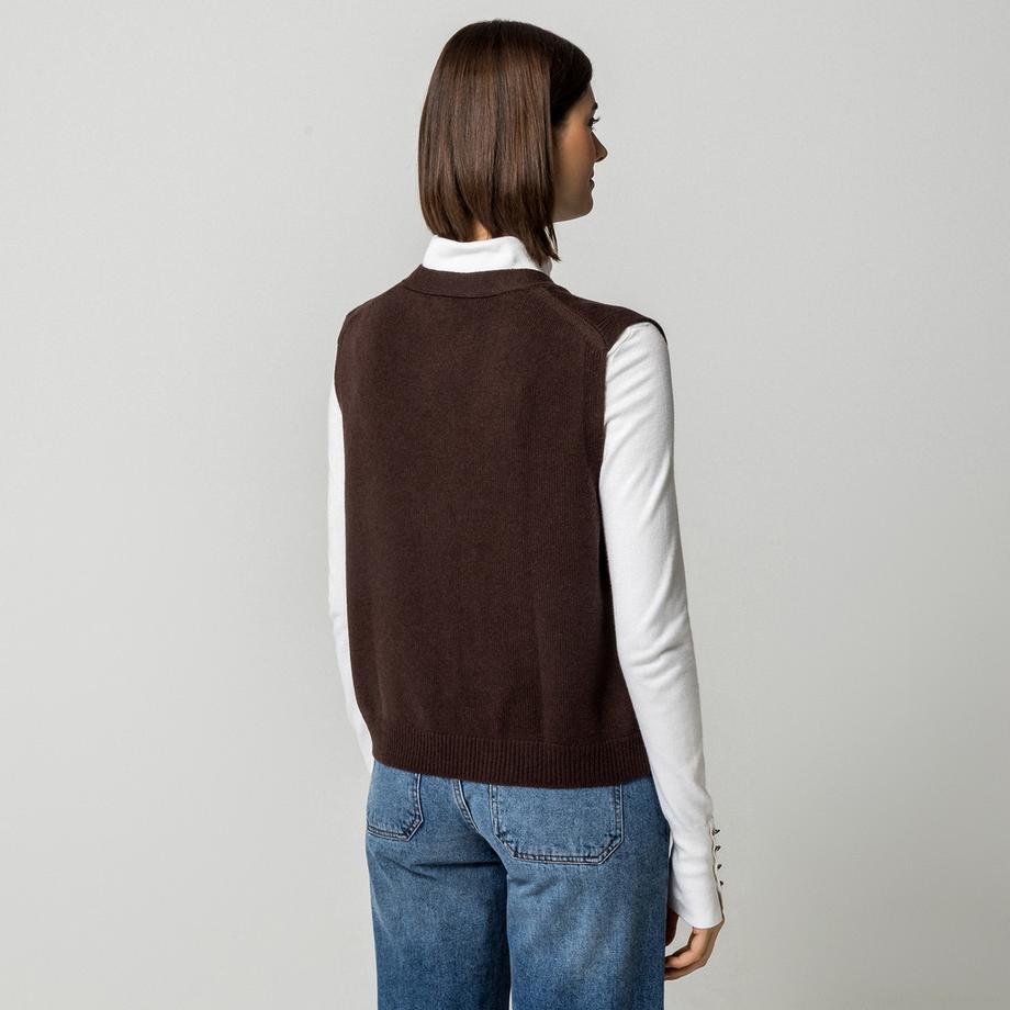 Manor Woman Gilet tricoté à col en V et boutonnage avant  