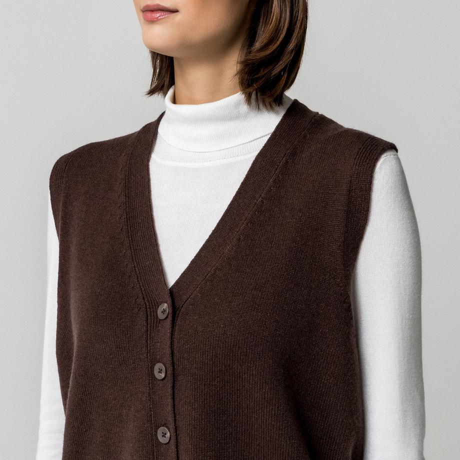Manor Woman Gilet tricoté à col en V et boutonnage avant  