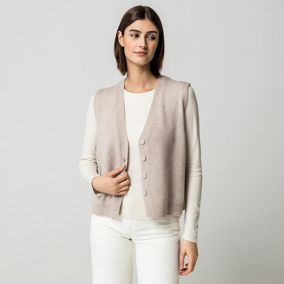 Manor Woman Gilet tricoté à col en V et boutonnage avant  