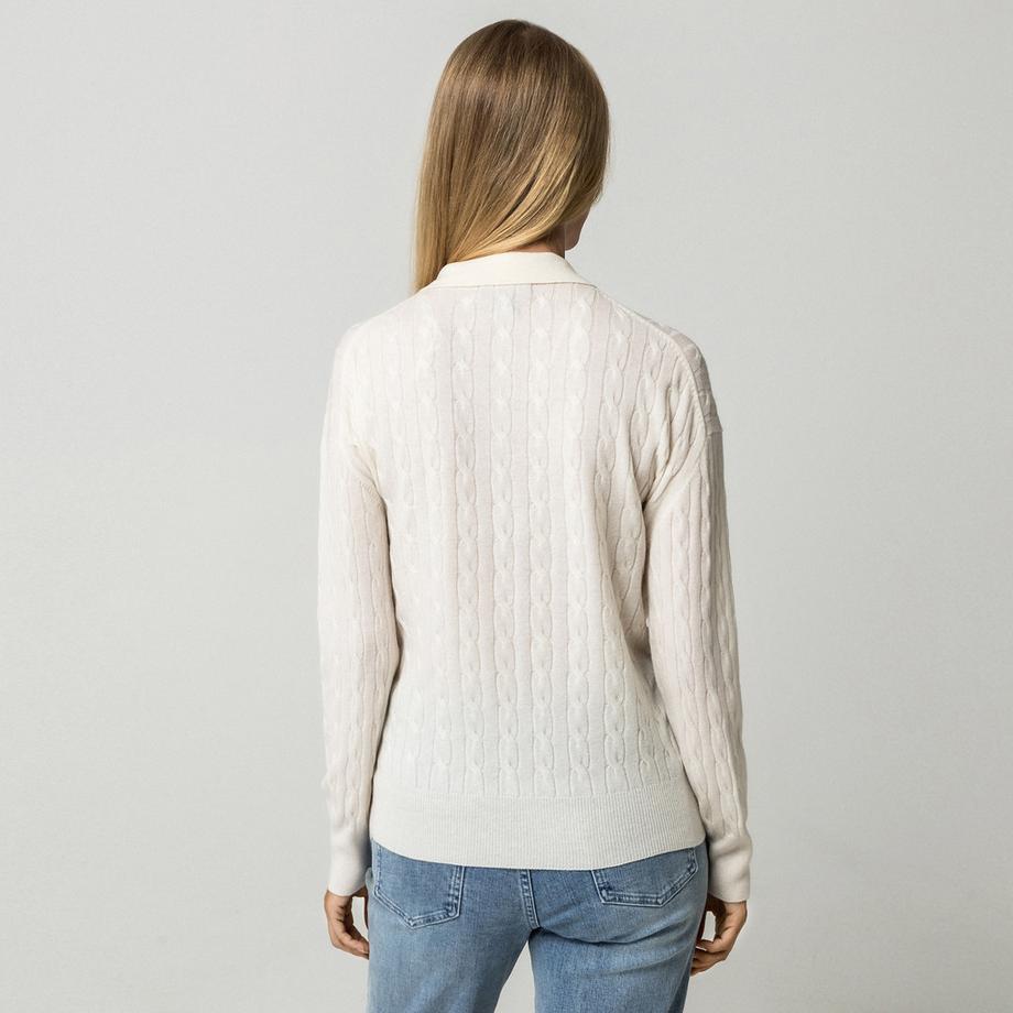 Manor Woman Pull à col avec tricot torsadé  