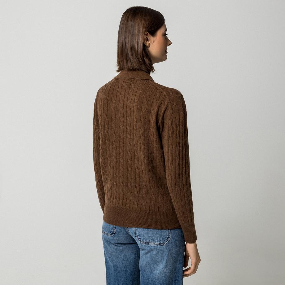 Manor Woman Pull à col avec tricot torsadé  