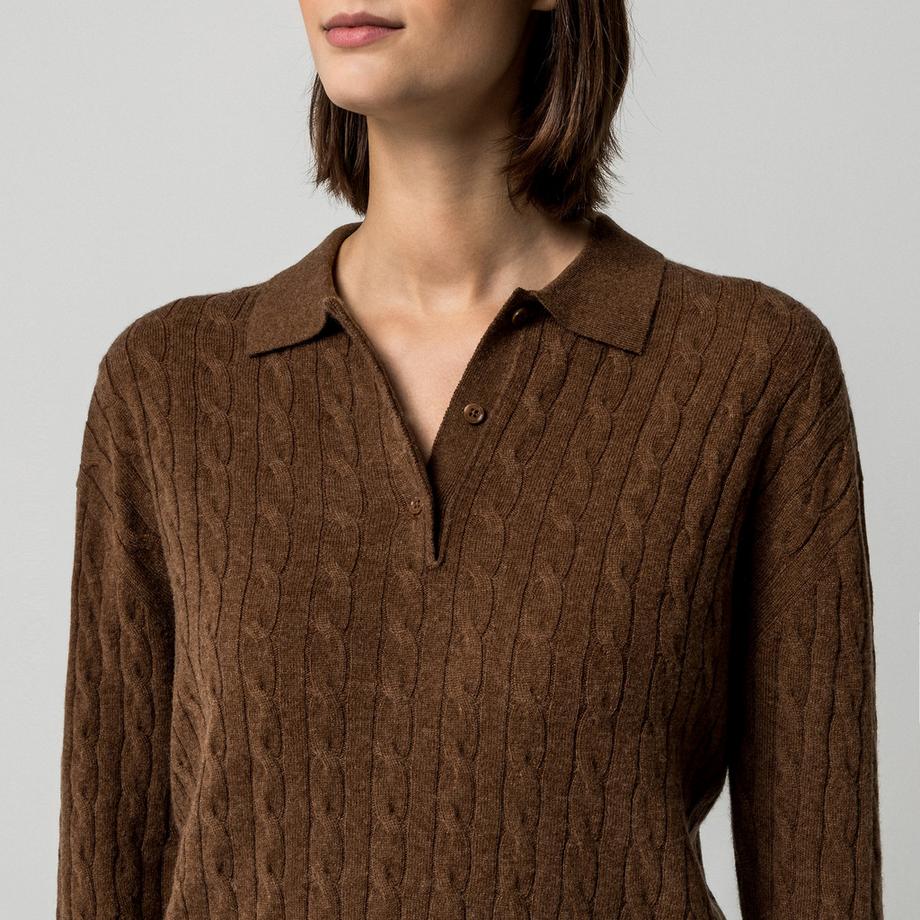 Manor Woman Pull à col avec tricot torsadé  