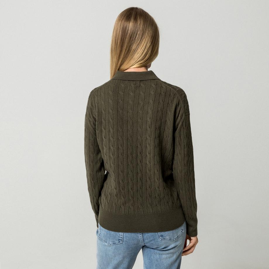 Manor Woman Pull à col avec tricot torsadé  