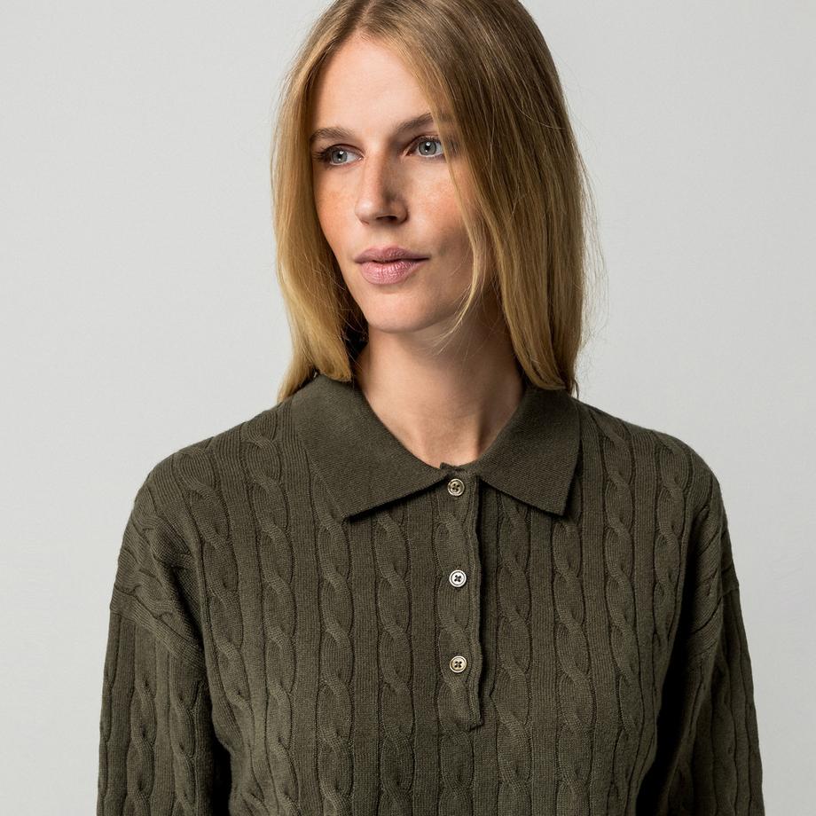 Manor Woman Pull à col avec tricot torsadé  