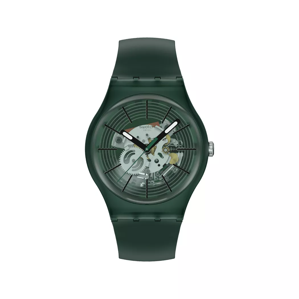 Swatch - Analoguhr, Revealed In The Forest, 41mm, Grün