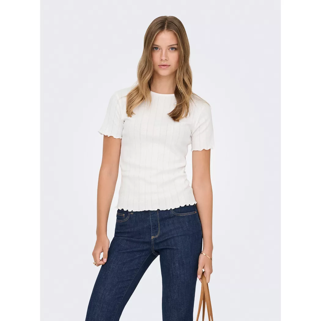 V-Shirt ONLY "ONLFREE LIFE S/S V-NECK LACE TOP JRS", Damen, Gr. M, cloud dancer detail:skye lace, Jersey, Obermaterial: 70% Modal, 30% Polyester, unifarben, loose fit normal, V-Ausschnitt, Shirts, Materialmix, loose fit, V-Ausschnitt 4