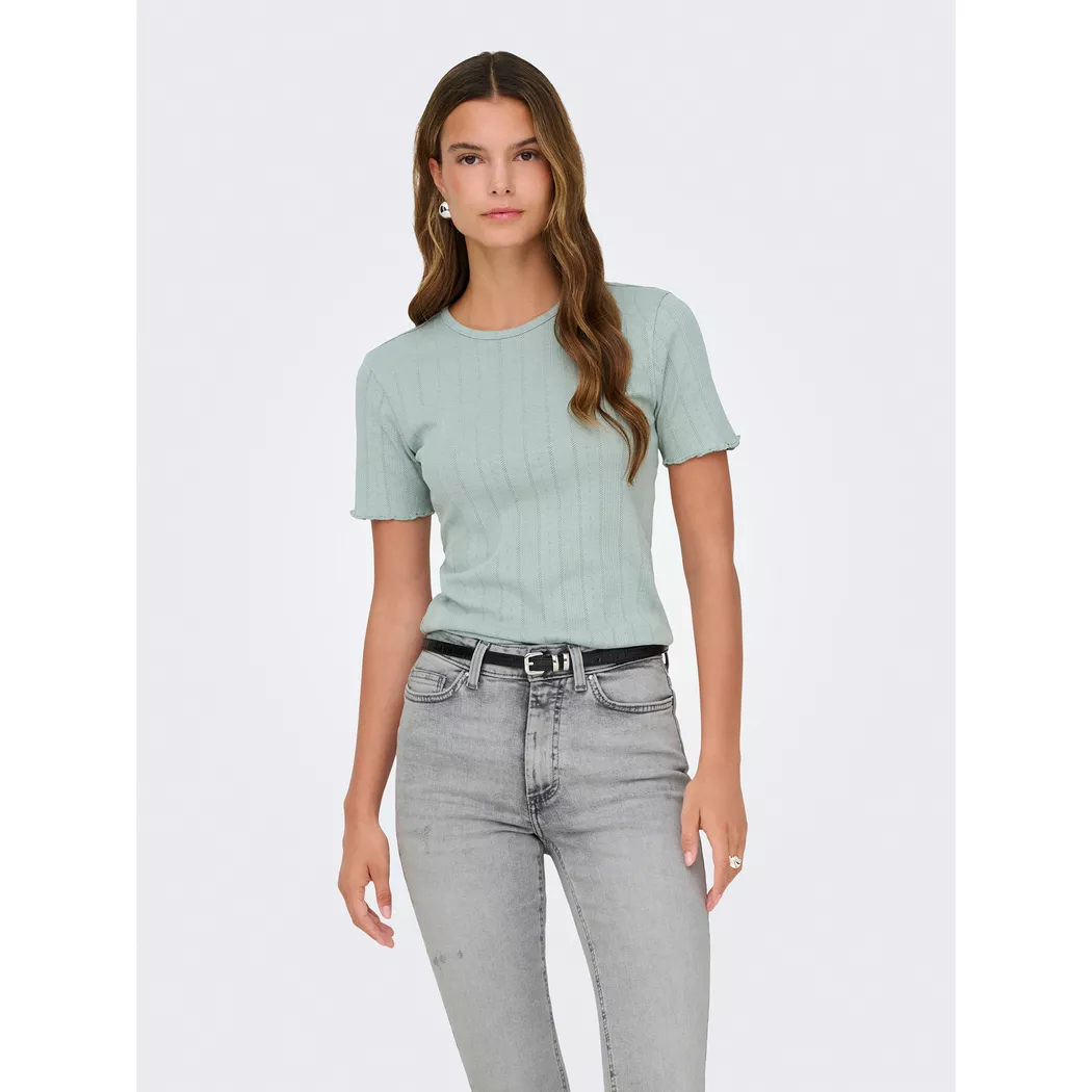 Kurzarmshirt ONLY "ONLTENNA O-NECK S/S TOP JRS NOOS", Damen, Gr. M, jadeite, Jersey, Obermaterial: 50% Baumwolle, 50% Polyester, unifarben, regular fit normal, Rundhals, Shirts 2