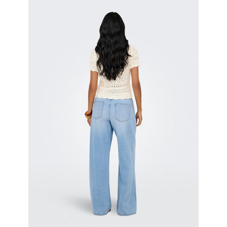 ONLY Maglione a Maniche Corte in Maglia Uncinetto  