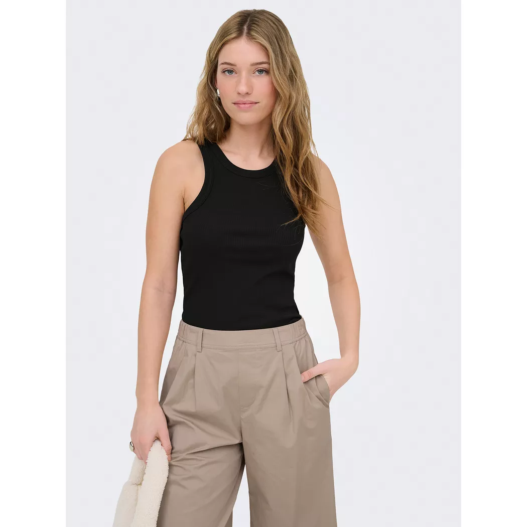 Tanktop ONLY "ONLVAL 2-WAY TANK TOP JRS NOOS", Damen, Gr. XL, schwarz, Jersey, Obermaterial: 95% Baumwolle, 5% Elasthan, unifarben, normal, Rundhals, Tops Tanktop, Baumwollmischung, Rundhals