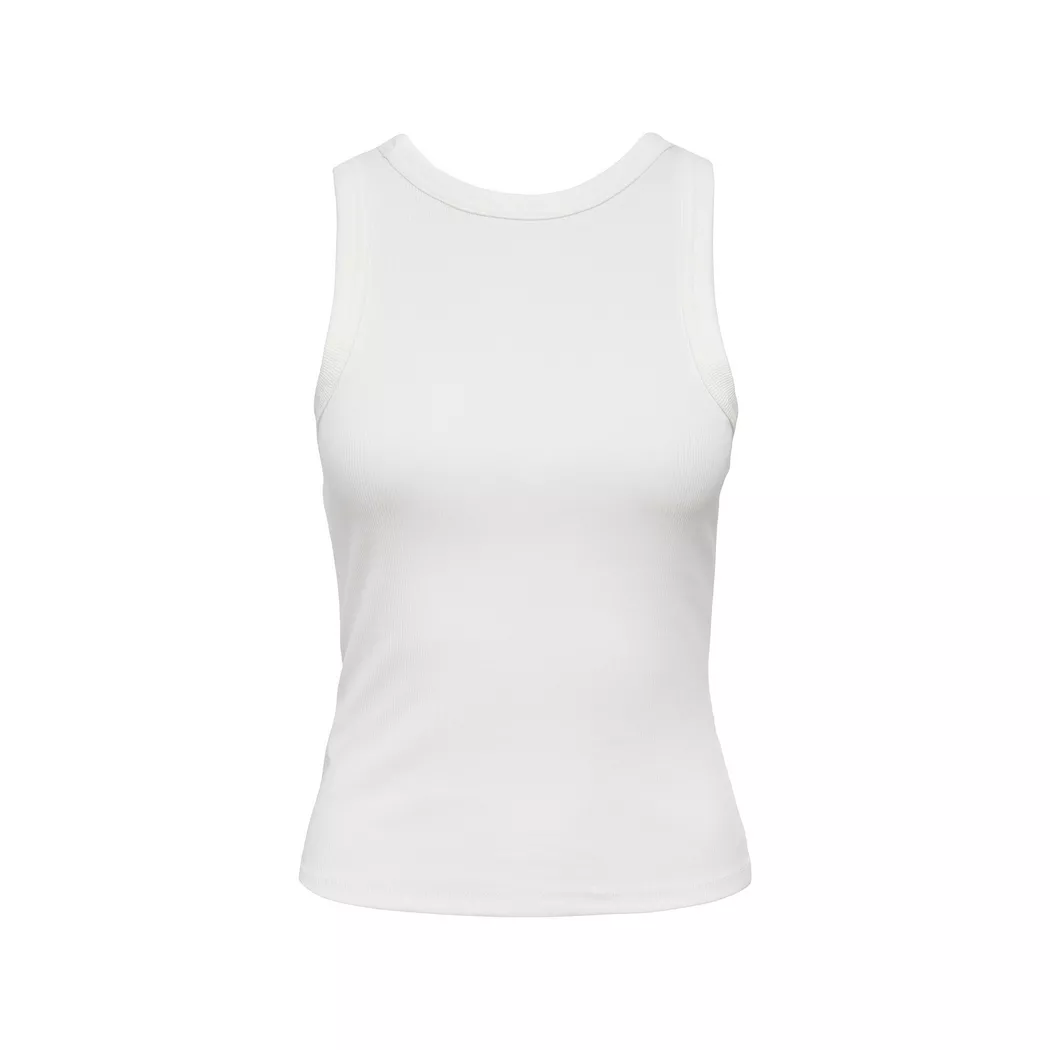Tanktop ONLY "ONLVAL 2-WAY TANK TOP JRS NOOS", Damen, Gr. XL, cloud dancer, Jersey, Obermaterial: 95% Baumwolle, 5% Elasthan, unifarben, normal, Rundhals, Tops Tanktop, Baumwollmischung, Rundhals