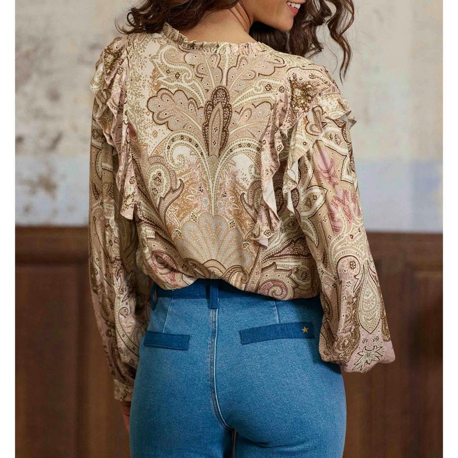 La Petite Etoile Chemisier à volants imprimé Paisley  