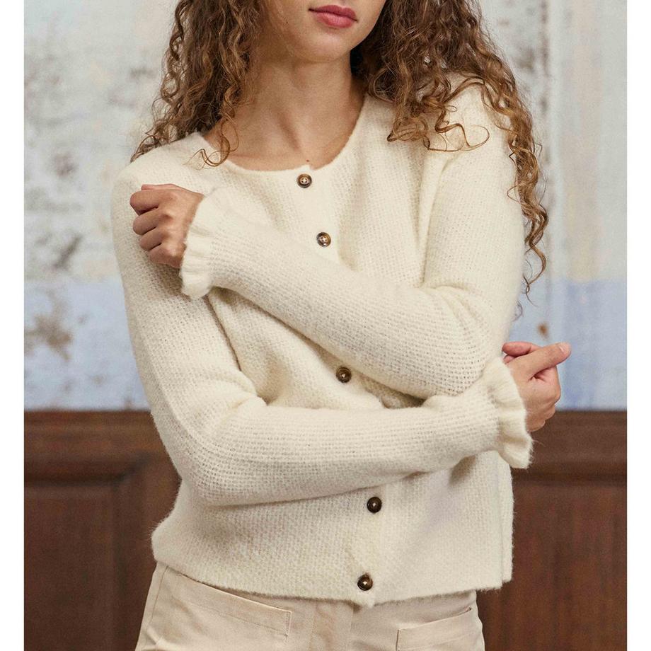 La Petite Etoile Cardigan boutonné avec poignets à volants  