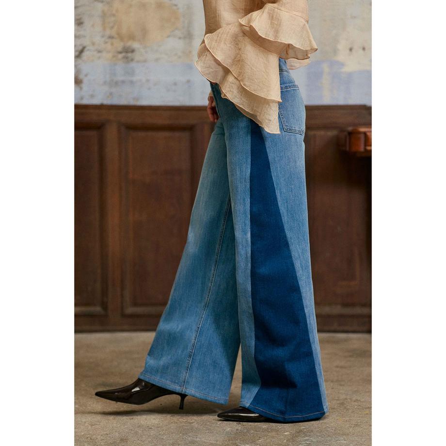 La Petite Etoile Zweifarbige Wide Leg Jeans  