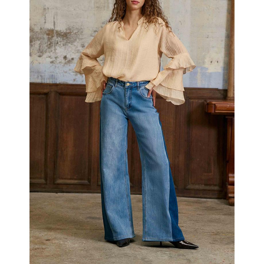 La Petite Etoile Zweifarbige Wide Leg Jeans  