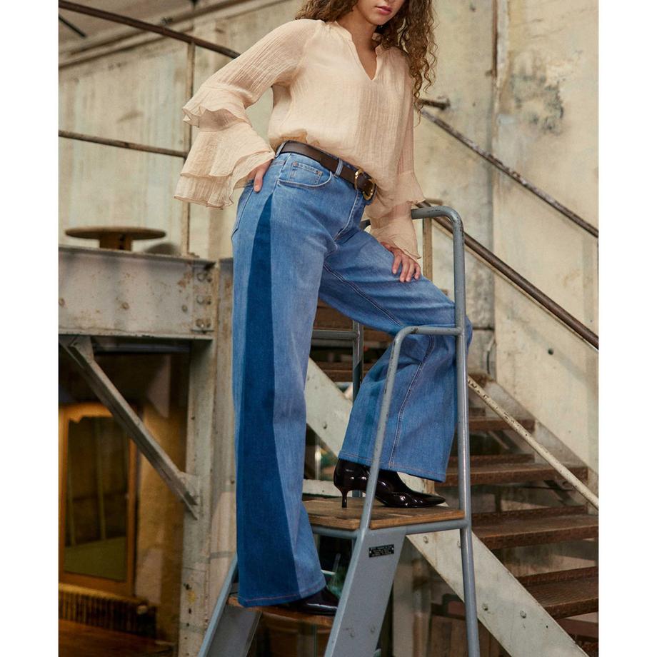 La Petite Etoile Zweifarbige Wide Leg Jeans  