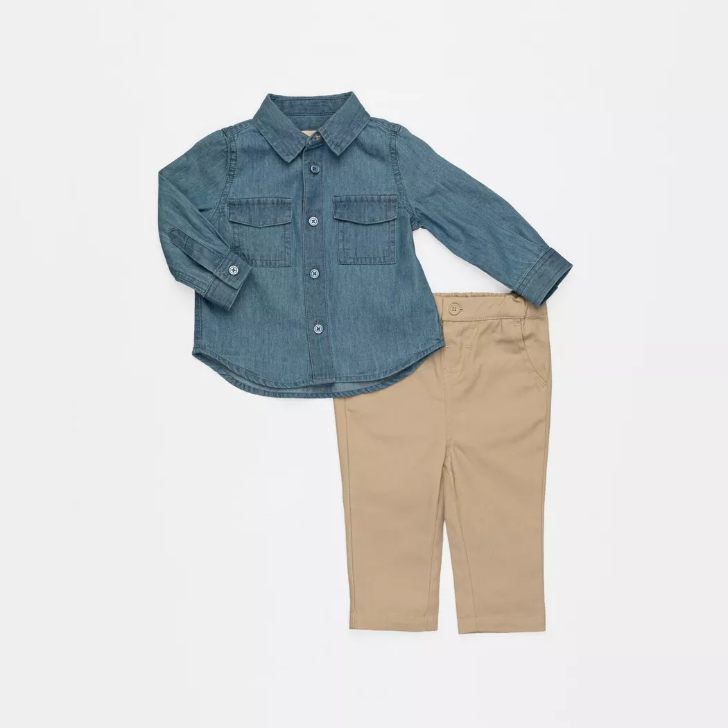 Manor Baby - Set: T-Shirt und Hose, 104, Blau Denim