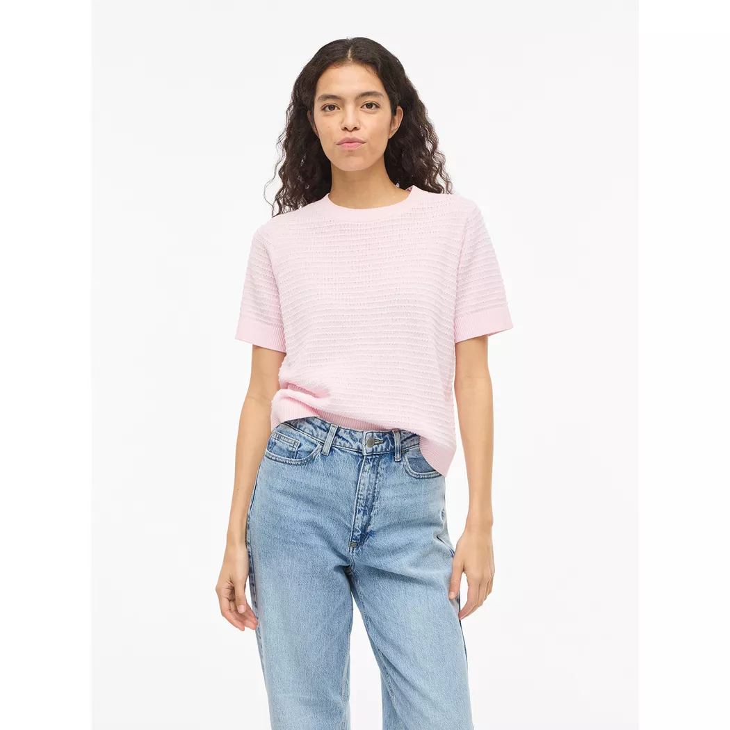 Vila Pull à Manches Courtes Lollo O-neck Detail Knit Cherry Blossom XL Femme