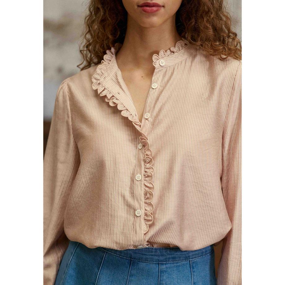 La Petite Etoile Gestreifte Rüschenbluse  