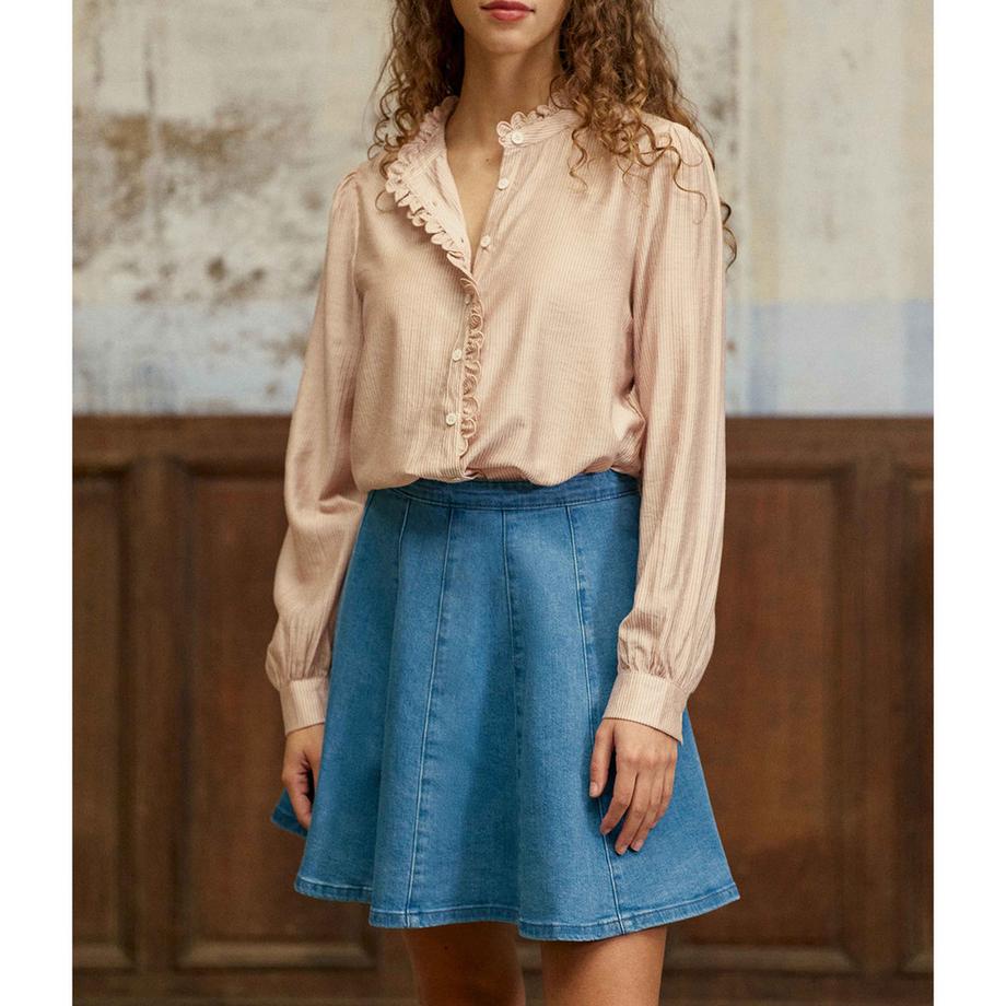 La Petite Etoile Gestreifte Rüschenbluse  