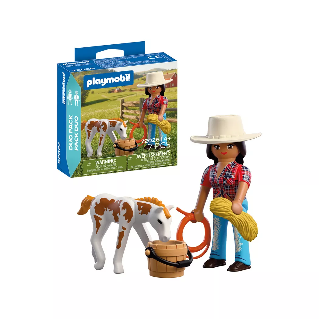 Playmobil - 72026 DuoPack Reiterin mit Fohlen, Multicolor
