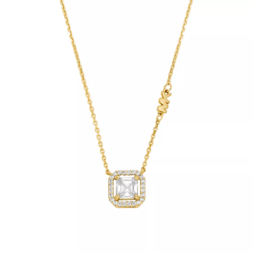 Kette mit Anhänger MICHAEL KORS "Schmuck Geschenk Silber 925 PREMIUM", gelbgoldfarben, kristallweiß, Halsketten, Damen, Silber 925 (Sterlingsilber), L: 45 B: 1mm, mit Zirkonia (synth.), B:1mm