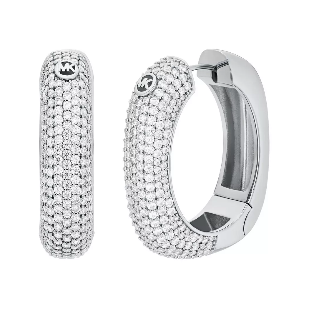 Paar Creolen MICHAEL KORS "Schmuck Geschenk Metall PREMIUM", metallfarben, kristallweiß, kristallweiß, Ohrringe, Damen, Metall, mit Zirkonia (synth.)
