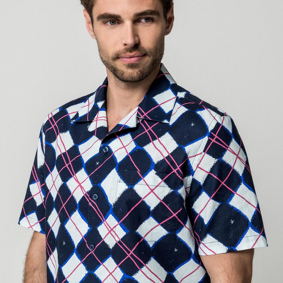Manor Man Kurzarmhemd mit Argyle-Muster  