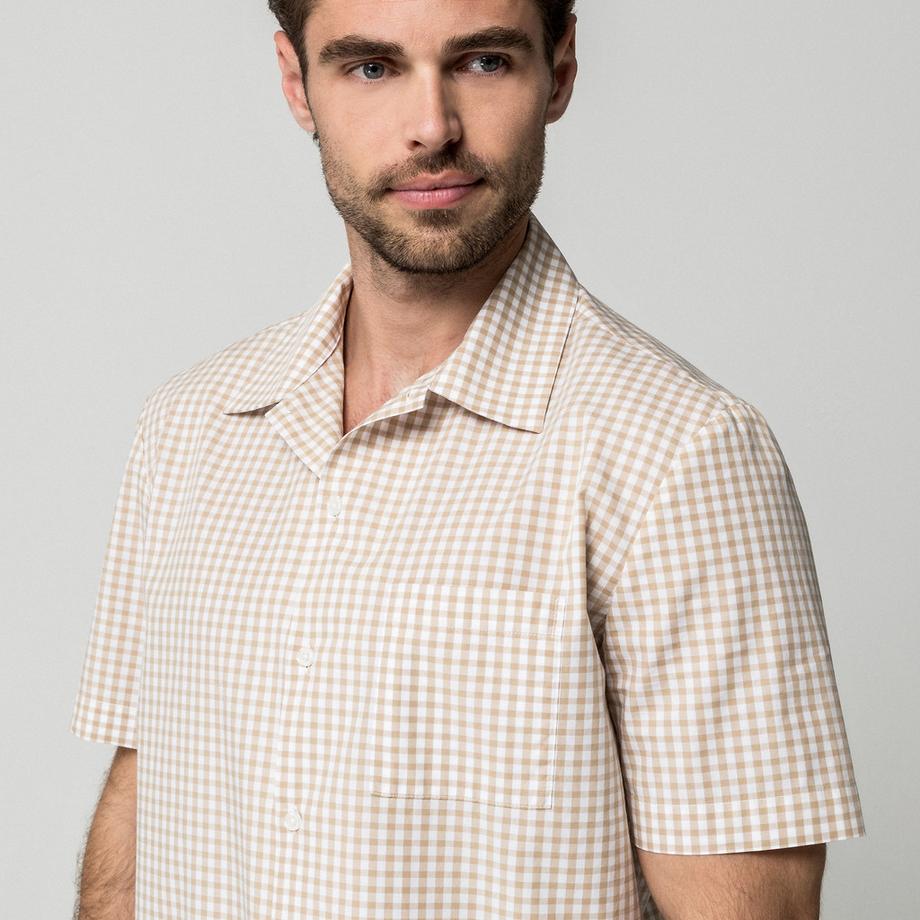 Manor Man Chemise à manches courtes à carreaux  