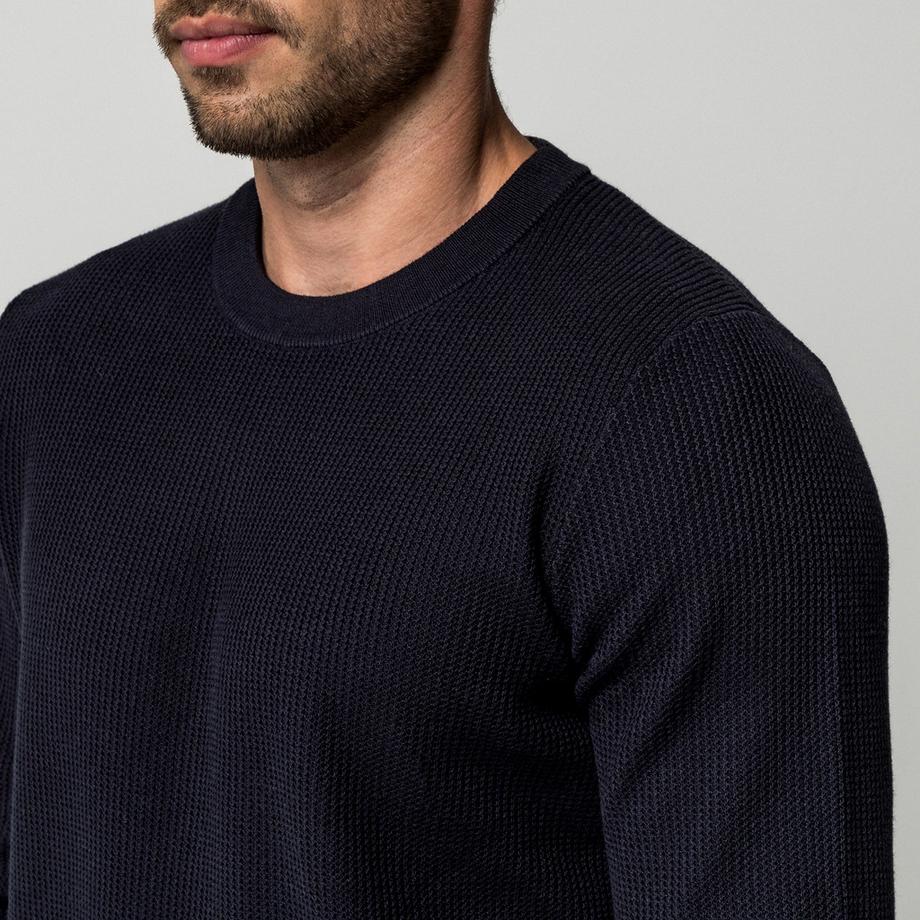 Manor Man Pull à tricot côtelé  