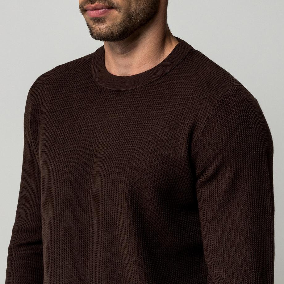 Manor Man Pull à tricot côtelé  