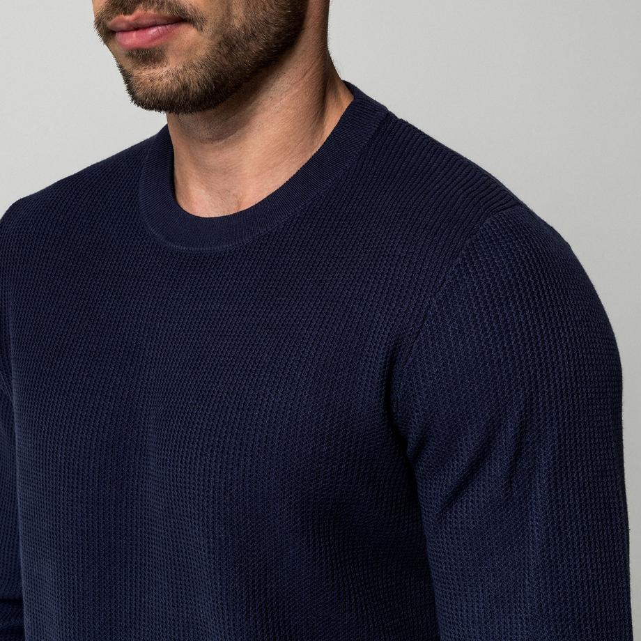 Manor Man Pull à tricot côtelé  