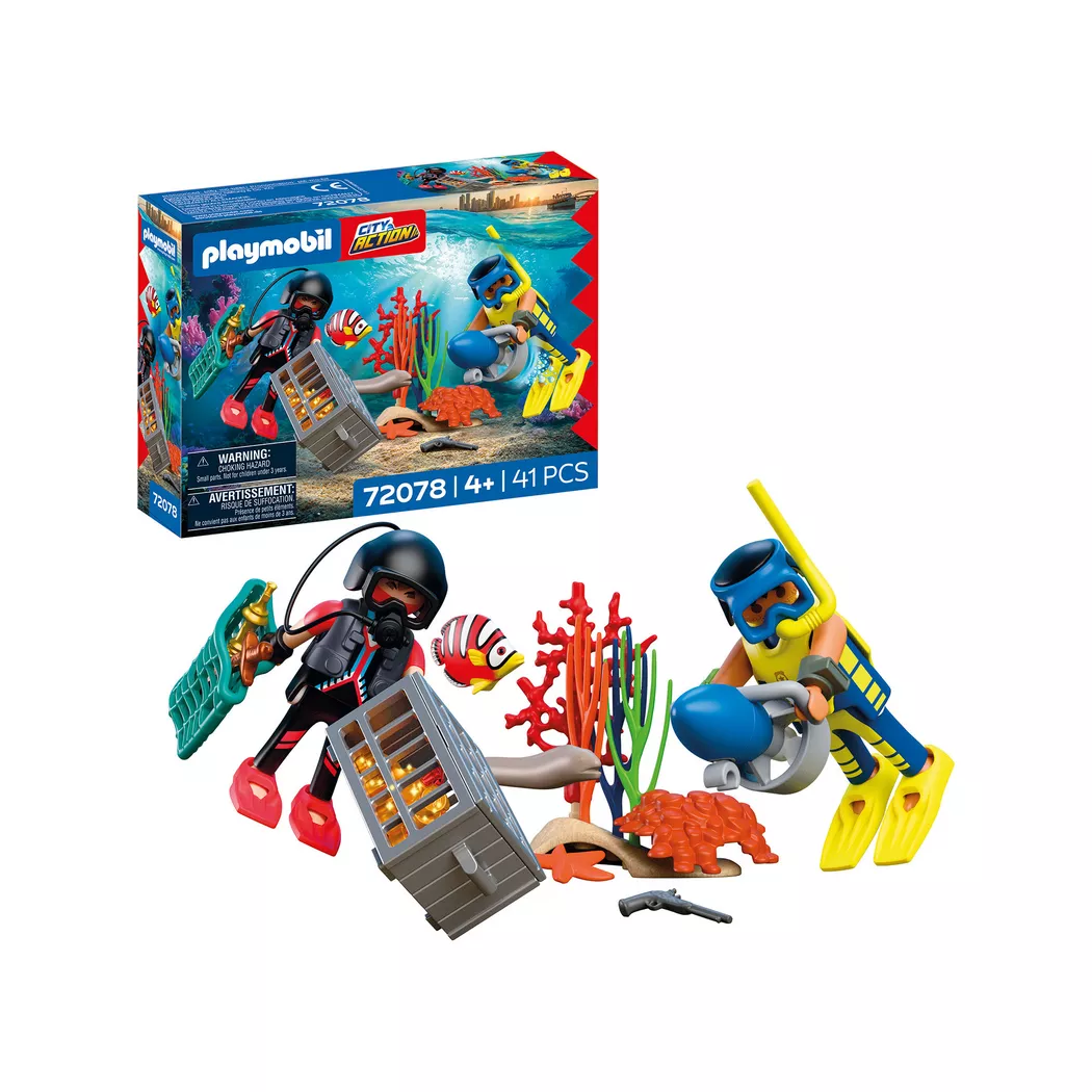 Playmobil - 72078 Polizeitaucher mit Schatz, Multicolor