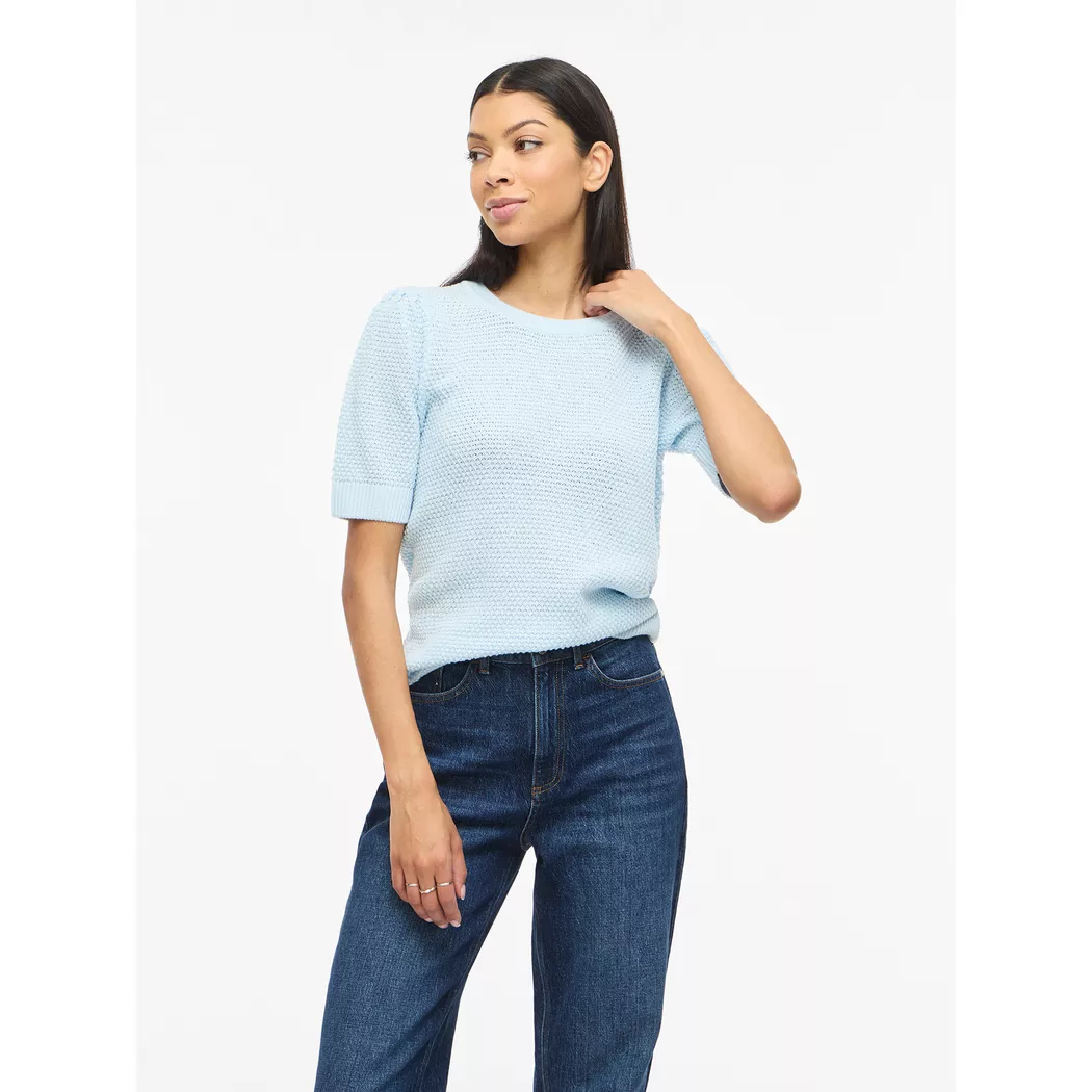 Vila Pull à Manches Courtes Dalo O-neck Knit Nantucket Breeze S Femme