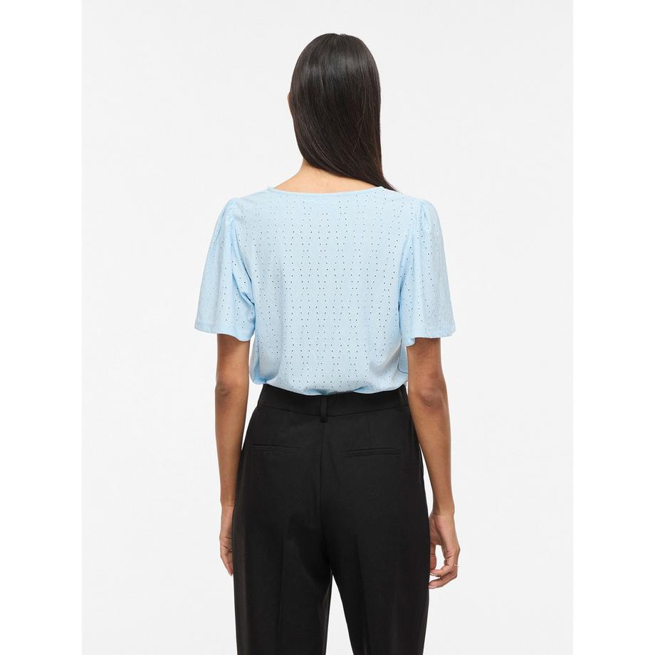 VILA Kurzarmbluse mit Lochmuster  