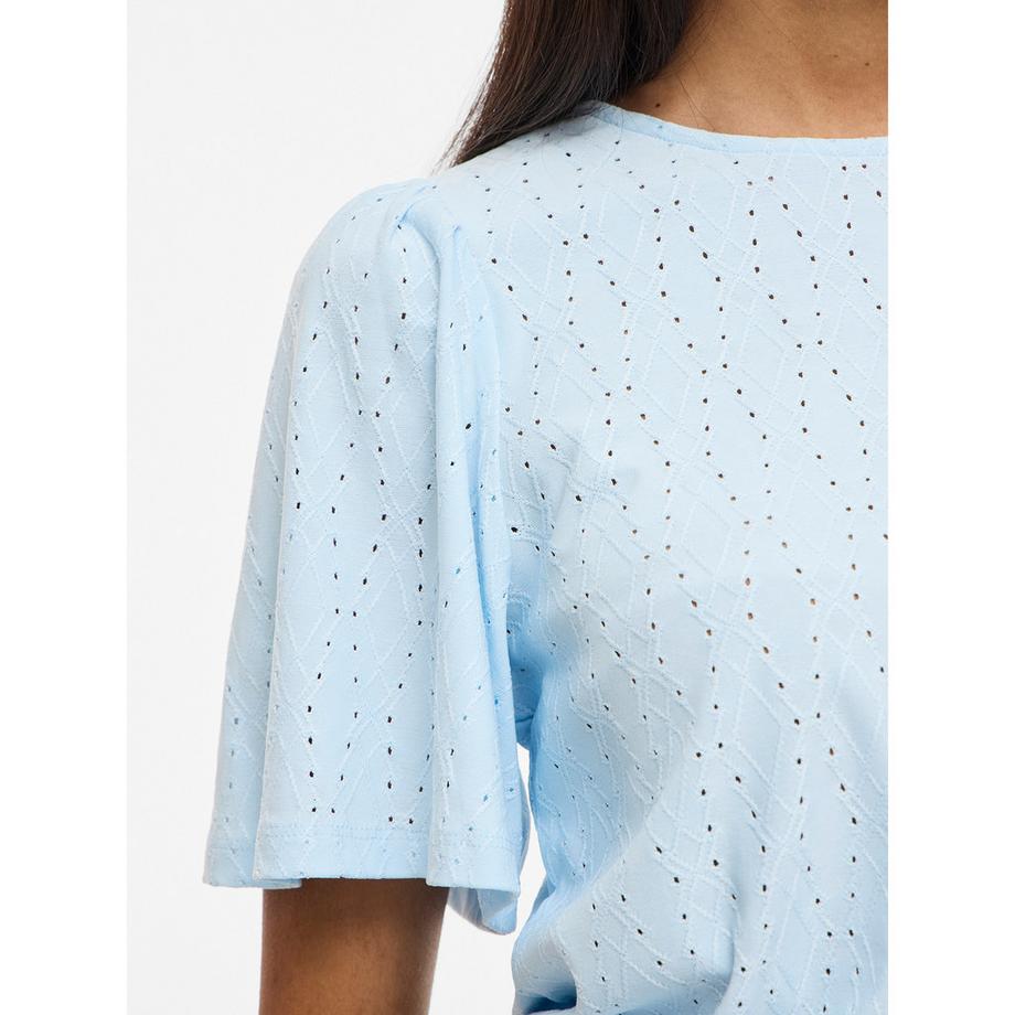 VILA Kurzarmbluse mit Lochmuster  