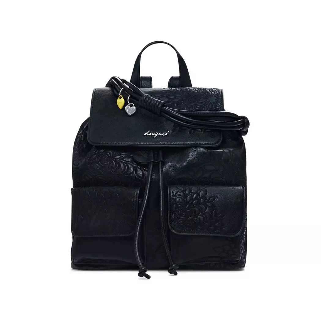 Desigual Sac à dos moyen brodé avec charms BLACK U female 2