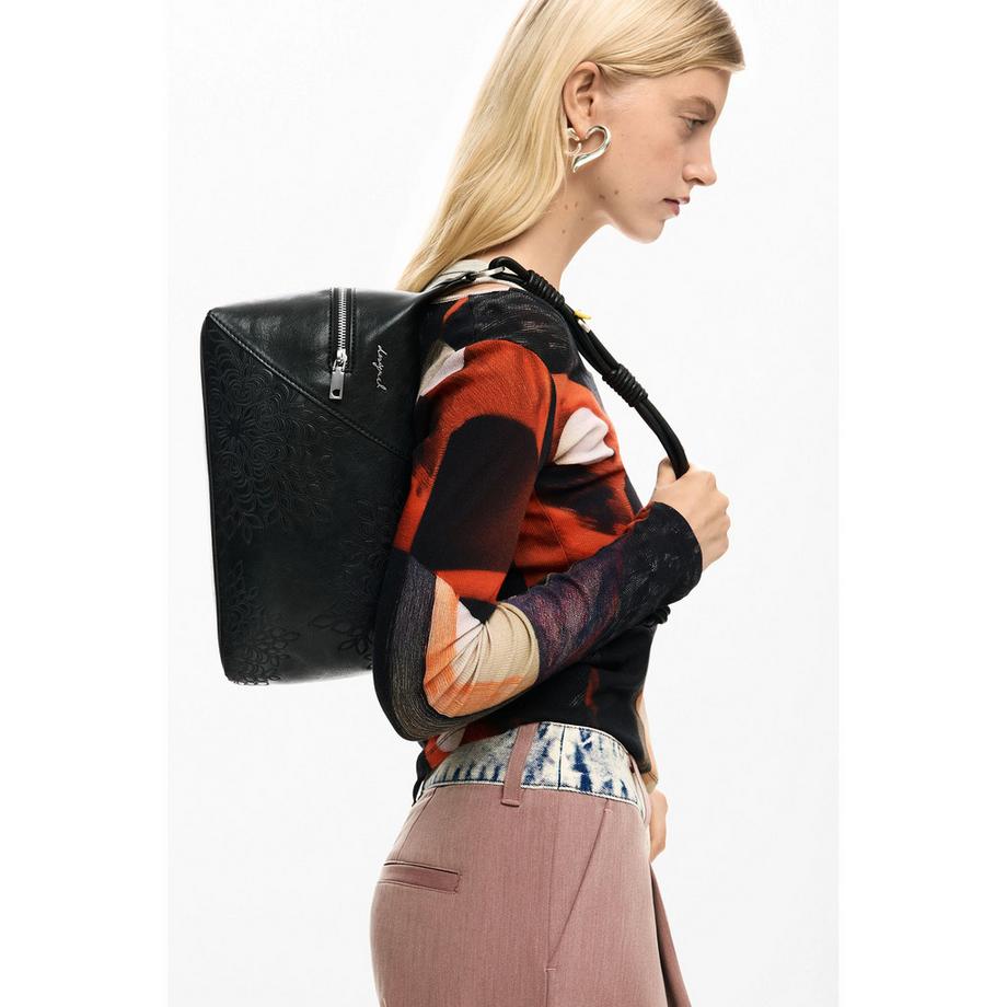 Desigual Umhängetasche mit Blumenprägung  