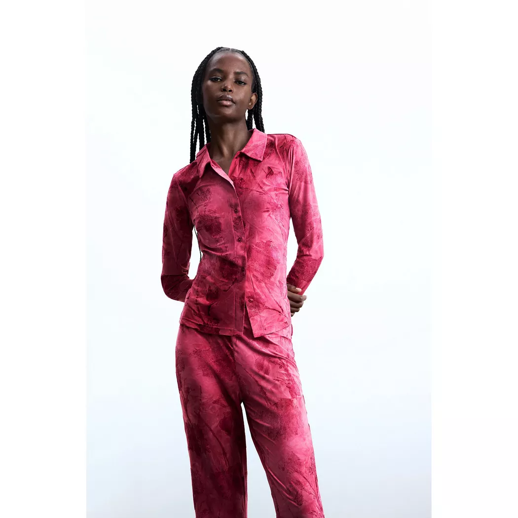 Desigual T-shirt boutonné floqué RED L female