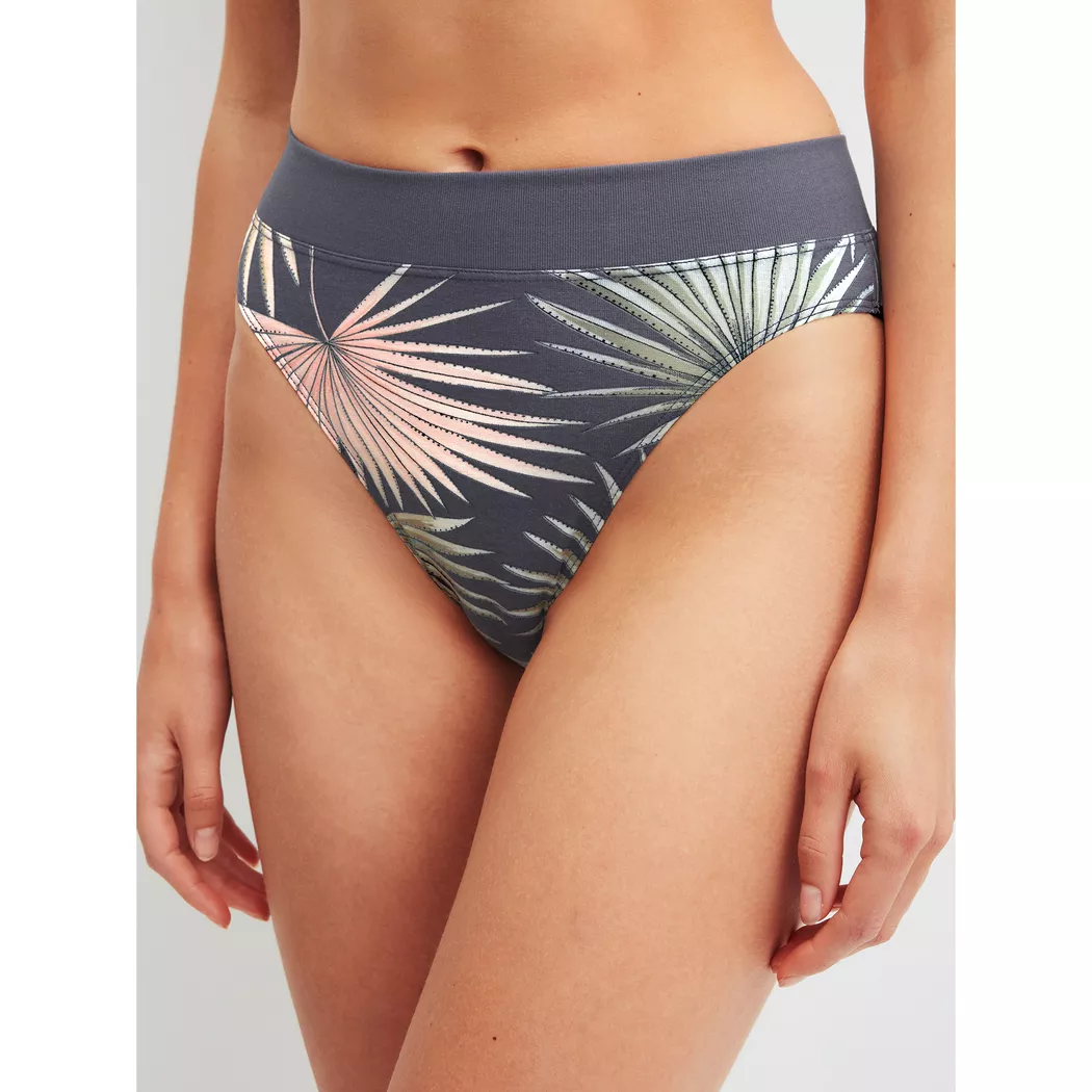 High-Waist-Slip CALIDA "Elastic", Damen, Gr. M (44/46), graystone, Single Jersey, Obermaterial: 94% Baumwolle, 6% Elasthan, körpernah, Unterhosen, breiter Softbund, elastisch, Single Jersey, atmungsaktiv, weich