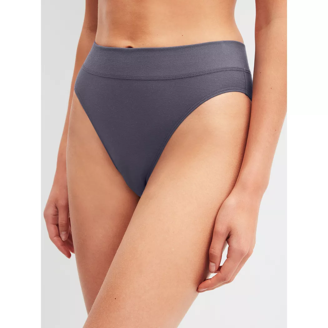 High-Waist-Slip CALIDA "Elastic", Damen, Gr. M (44/46), graystone, Single Jersey, Obermaterial: 94% Baumwolle, 6% Elasthan, körpernah, Unterhosen, breiter Softbund, elastisch, Single Jersey, atmungsaktiv, weich 2