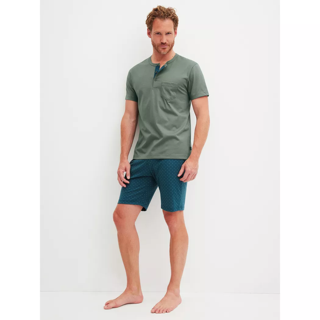 Shorty CALIDA "Relax Imprint 1", Damen, Gr. XL (56), laurel grün, Single Jersey, Obermaterial: 100% Baumwolle, bequem kurz, Serafino, Homewear-Sets Shorty, Relaxter Schnitt