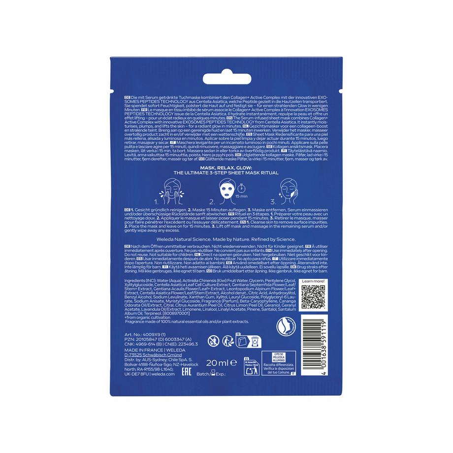 WELEDA  Exo Boost Collagen Masque en tissu Gentiane bleue & Edelweiss 