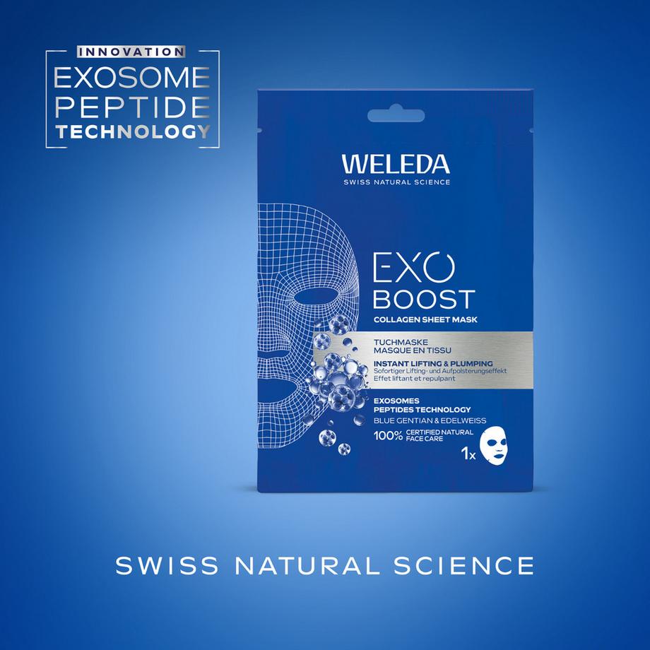 WELEDA  Exo Boost Collagen Masque en tissu Gentiane bleue & Edelweiss 