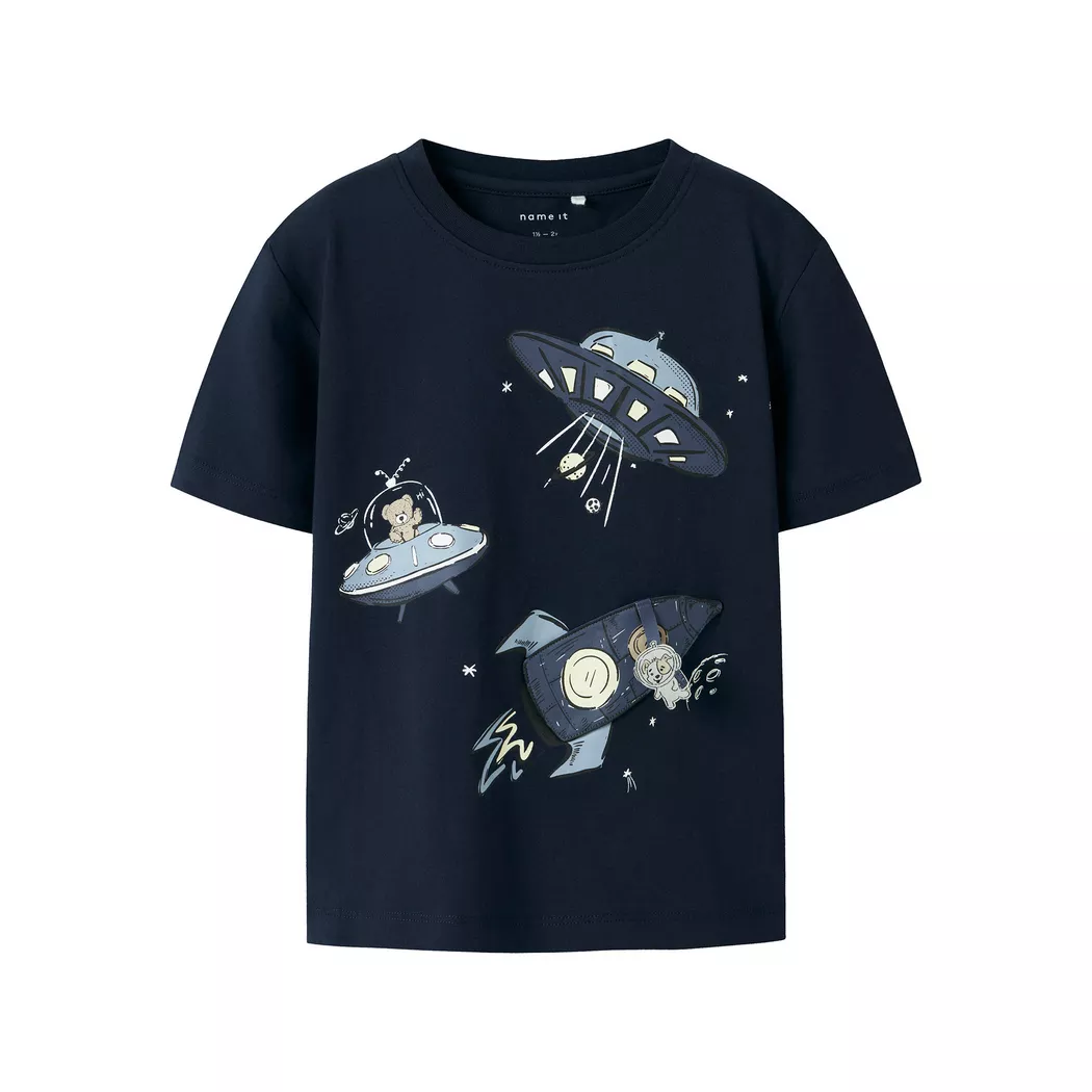 Langarmshirt NAME IT "NMMVOBBO LS NREG TOP NOOS", Jungen, Gr. 92, blau (schwarz sapphire), Jersey, Obermaterial: 100% Baumwolle, unifarben, normal normal, Rundhals, abgesteppte Kante, Shirts Langarmshirt, in Basic-Form 2