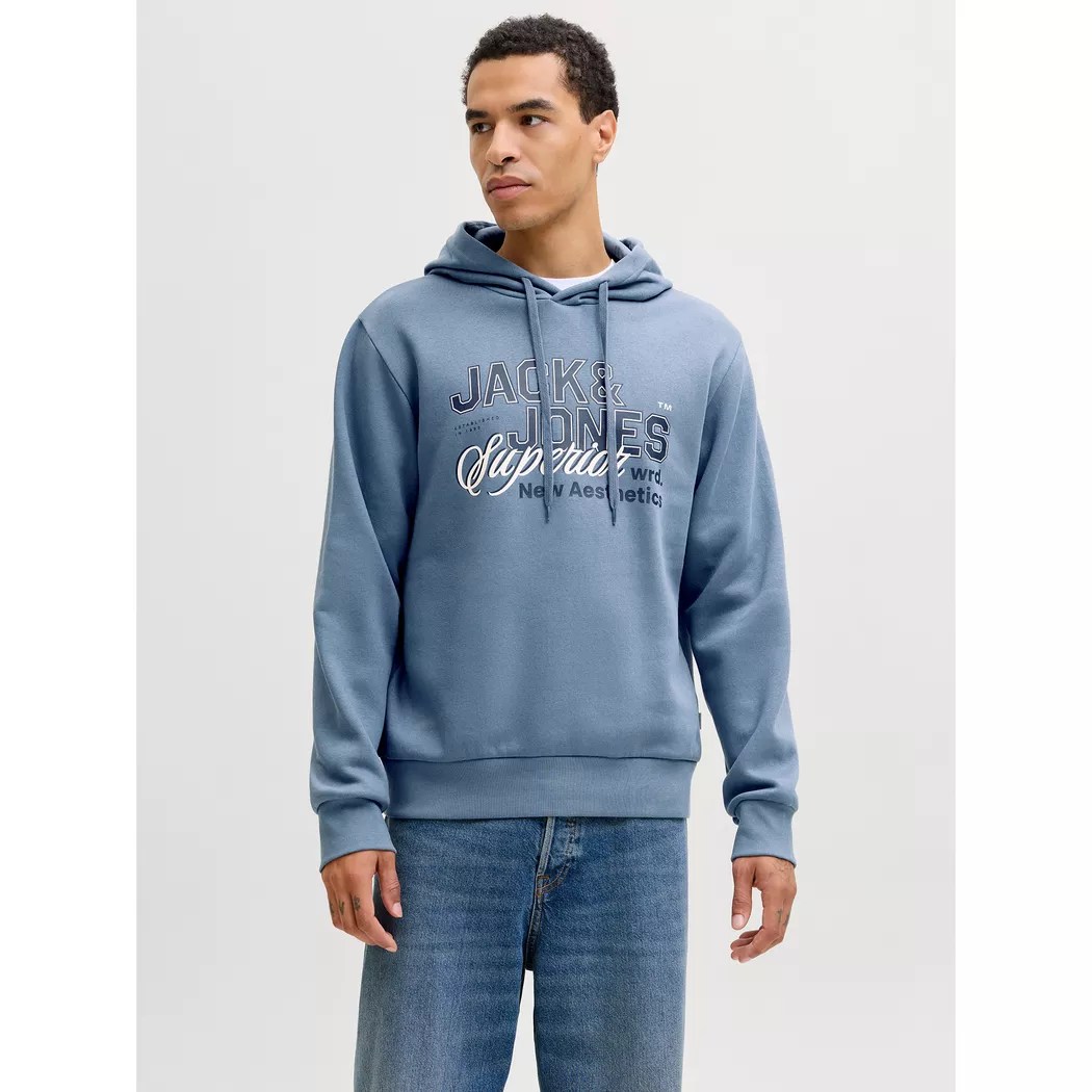 Jack & Jones Sweat à Capuche 12279649 Logo 2 Colors Blue Mirage L Homme