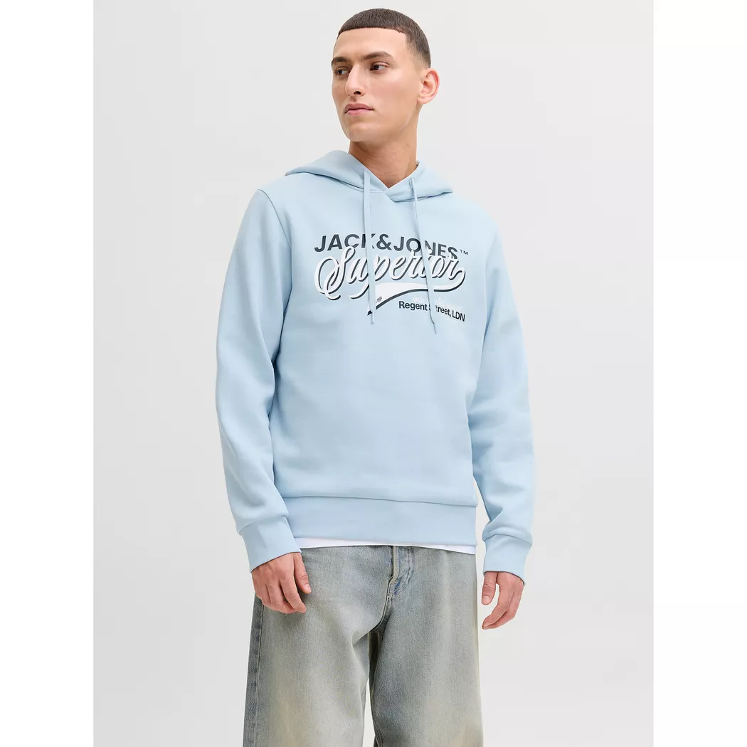 Jack & Jones Sweat à Capuche 12279649 Logo 2 Colors Celestial Blue L Homme