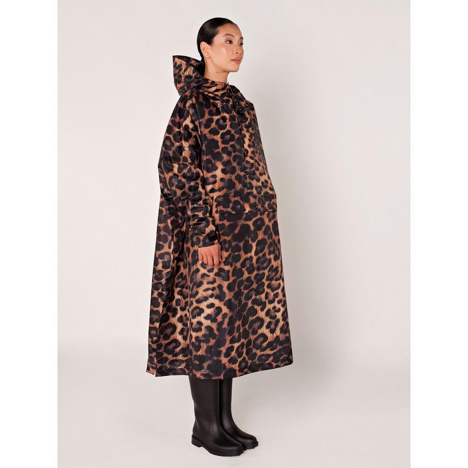Rainkiss Poncho con Cappuccio Stampa Leopardata  